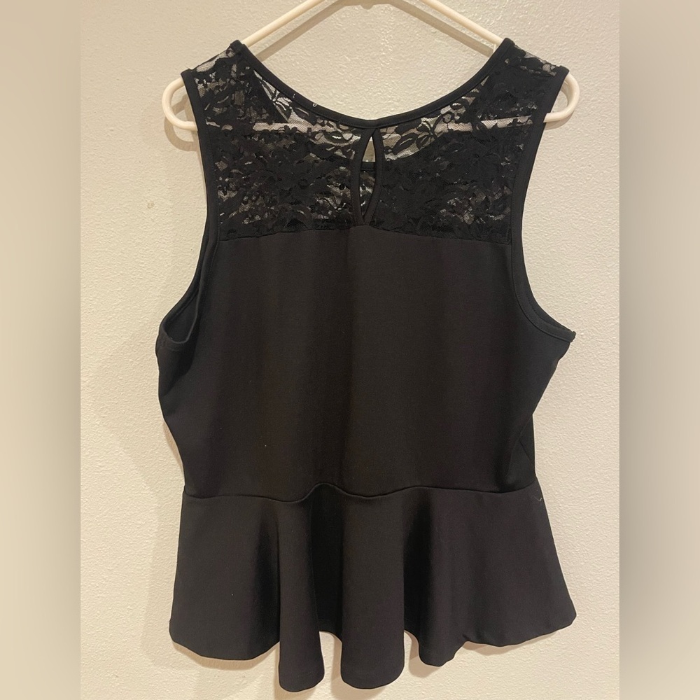 Ambiance Black Lace Peplum Top - Picture 4 of 4